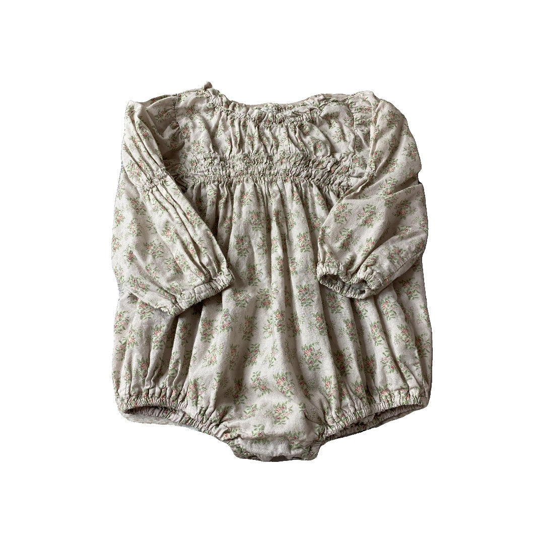 Monbebe Girls Grey | Pink floral Long Sleeve Outfit Size: 12-24 months Grey | Pink floral