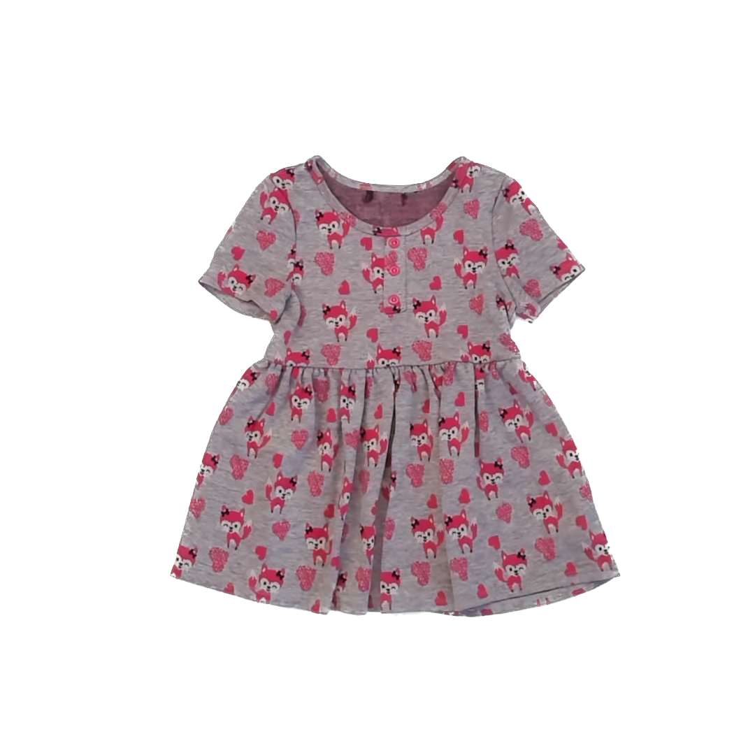 Unknown Girls Grey | Pink Foxes Dress Size: 5T Grey | Pink Foxes