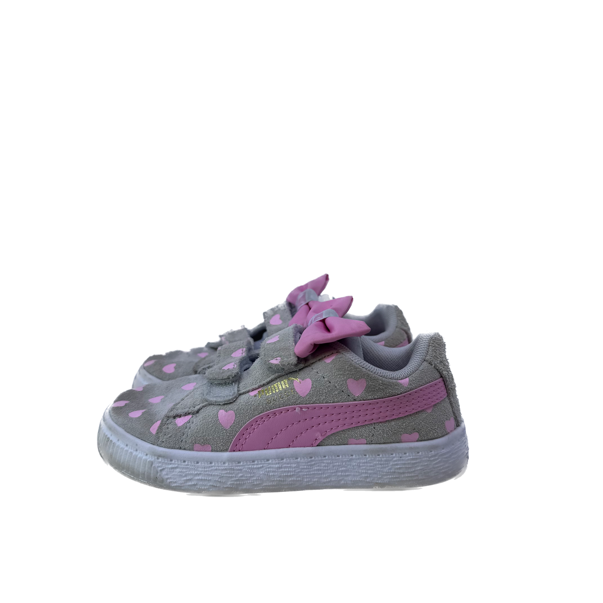 Puma Girls Grey | Pink Hearts Sneakers Size: 7 Toddler Grey | Pink Hearts