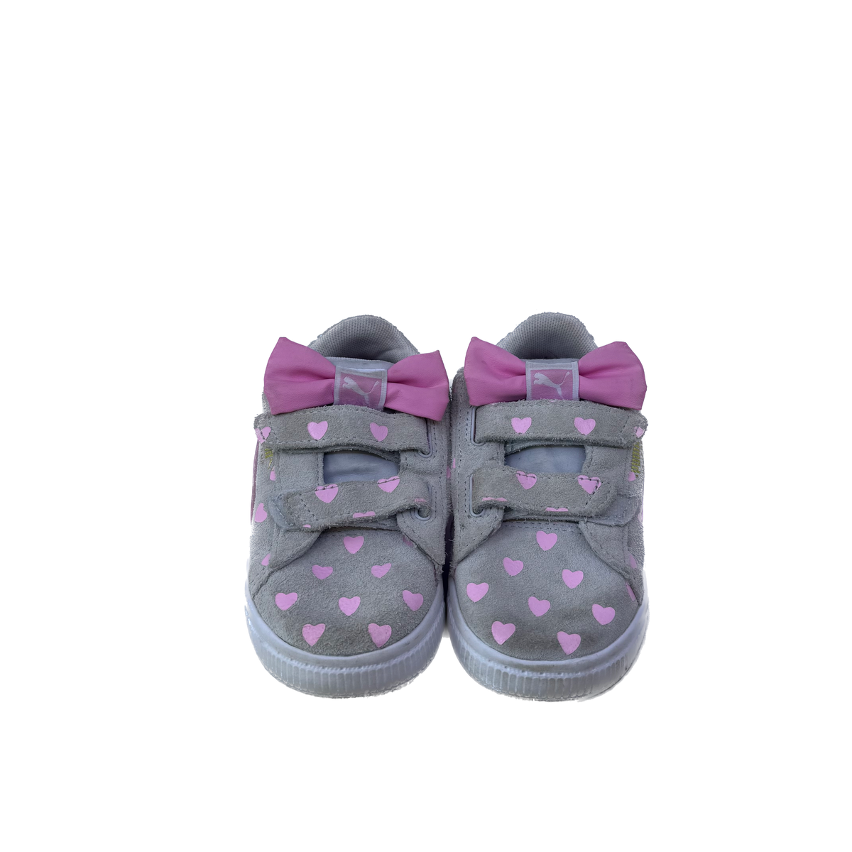 Puma Girls Grey | Pink Hearts Sneakers Size: 7 Toddler Grey | Pink Hearts