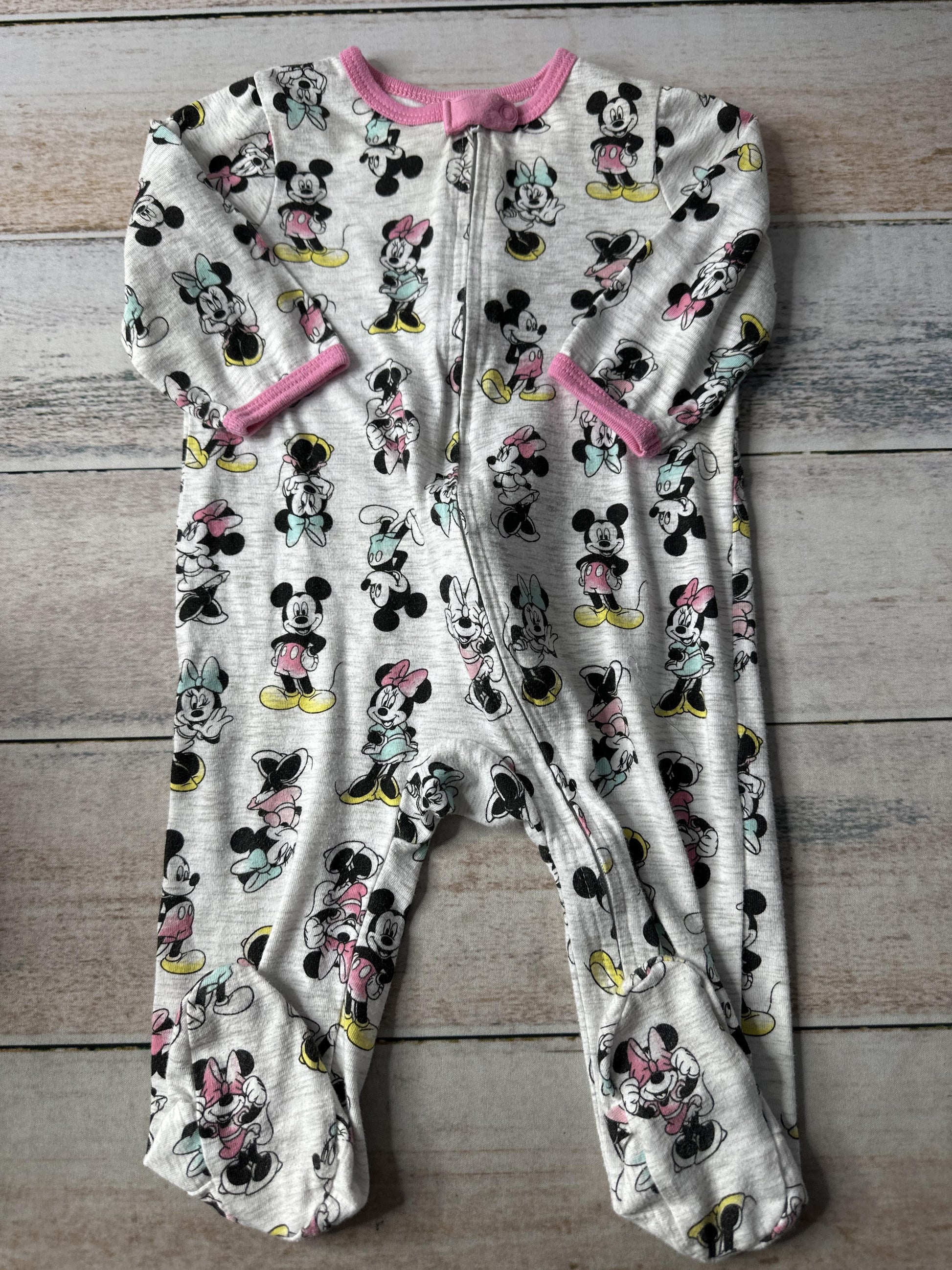 Disney Girls Grey | pink | light green | Black Pajamas Size: 9-12 Months Grey | pink | light green | Black
