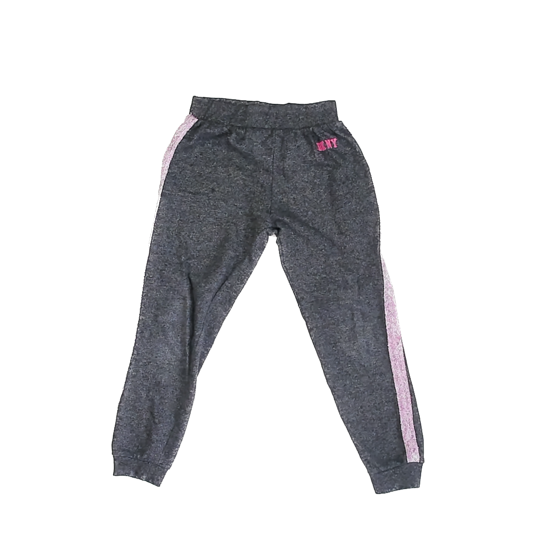 DKNY Girls Grey | Pink Stripe Casual Pants Size: 6X Grey | Pink Stripe