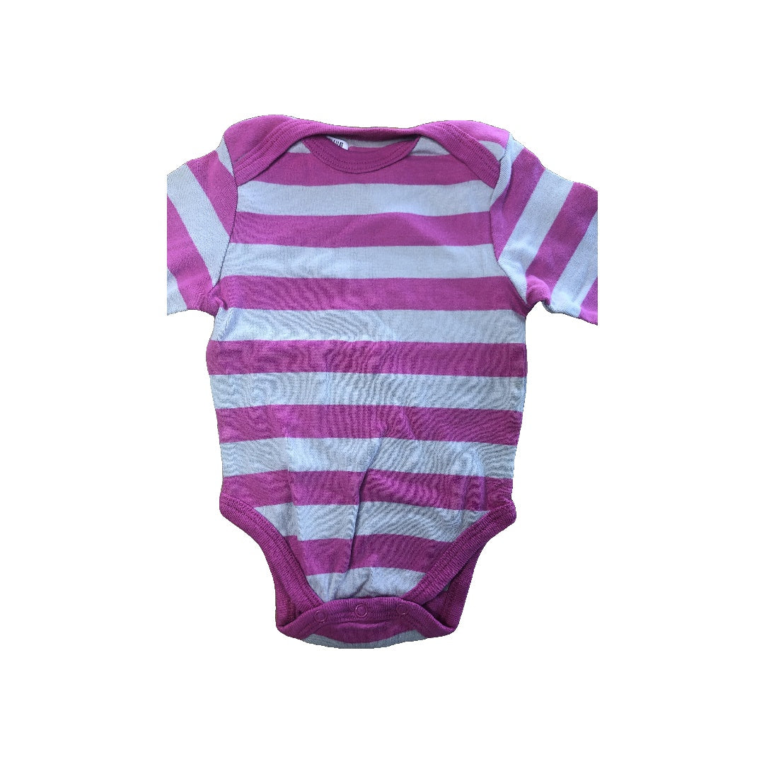 Leveret Girls Grey | pink | Striped Onesie Size: 3-6 months Grey | pink | Striped