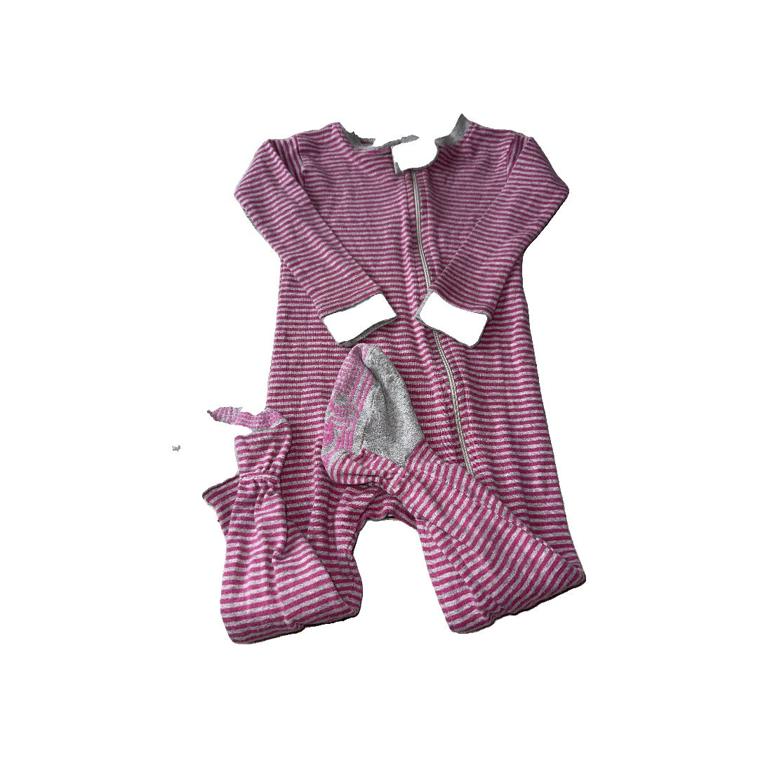 Burt's Bees Girls Grey | pink | Striped Pajamas Size: 12M Grey | pink | Striped