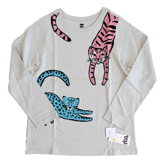 Tea Collection Girls Grey | Pink Tiger T-Shirt Size: 10 Years Grey | Pink Tiger