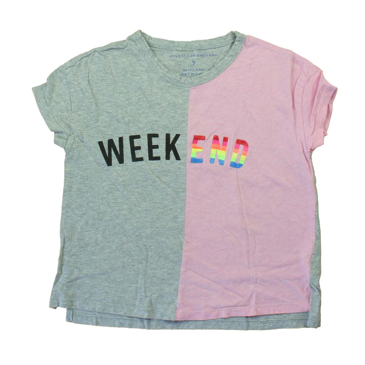 Rockets Of Awesome Girls Grey | Pink | Weekend T-Shirt Size: 7 Years