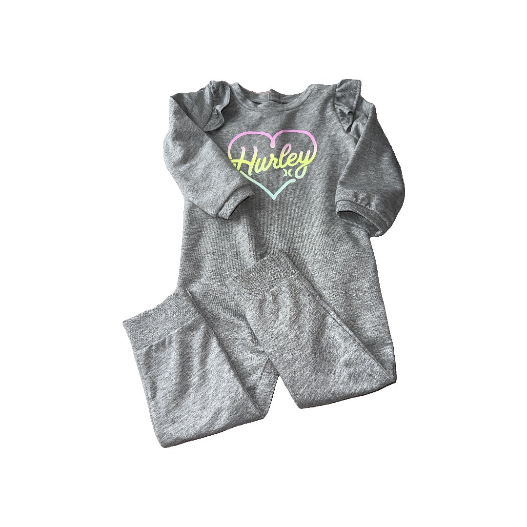 Hurley Girls Grey | pink | Yellow Long Sleeve Outfit Size: 18 months Grey | pink | Yellow