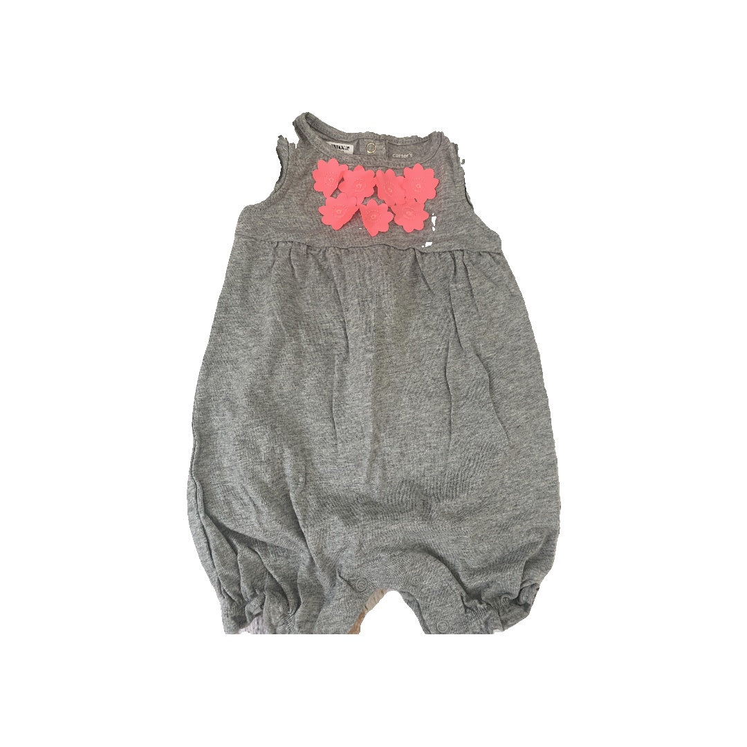 Carters Girls Grey | pink Romper Size: 12M Grey | pink