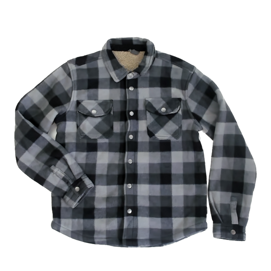 Eddie Bauer Boys Grey Plaid Fleece Size: 14-16 Years Grey Plaid