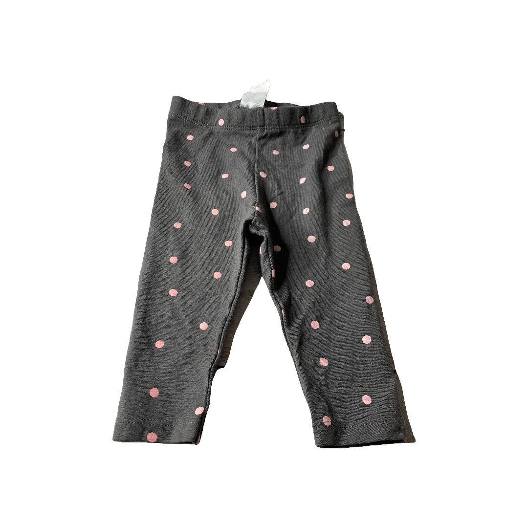H&M Girls Grey | polka dot | pink Pants Size: 2-4 months Grey | polka dot | pink