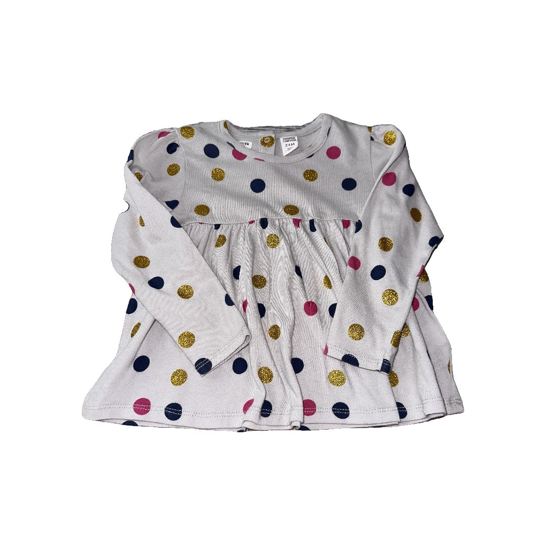 Harper Canyon Girls Grey | polka dot | Sparkle Long Sleeve T-Shirt Size: 24 months Grey | polka dot | Sparkle