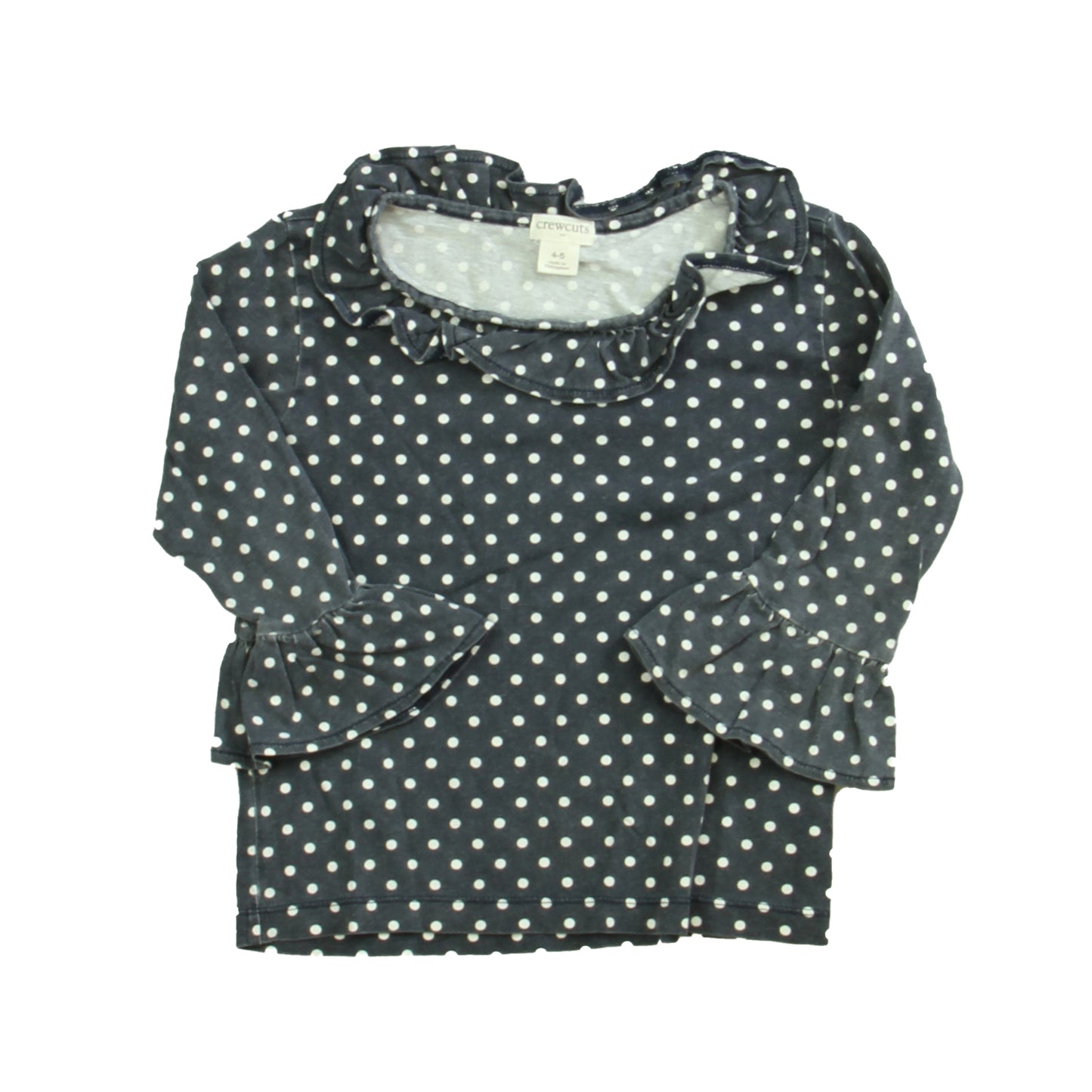 Crewcuts Girls Grey | Polka Dots Long Sleeve T-Shirt Size: 4-5T