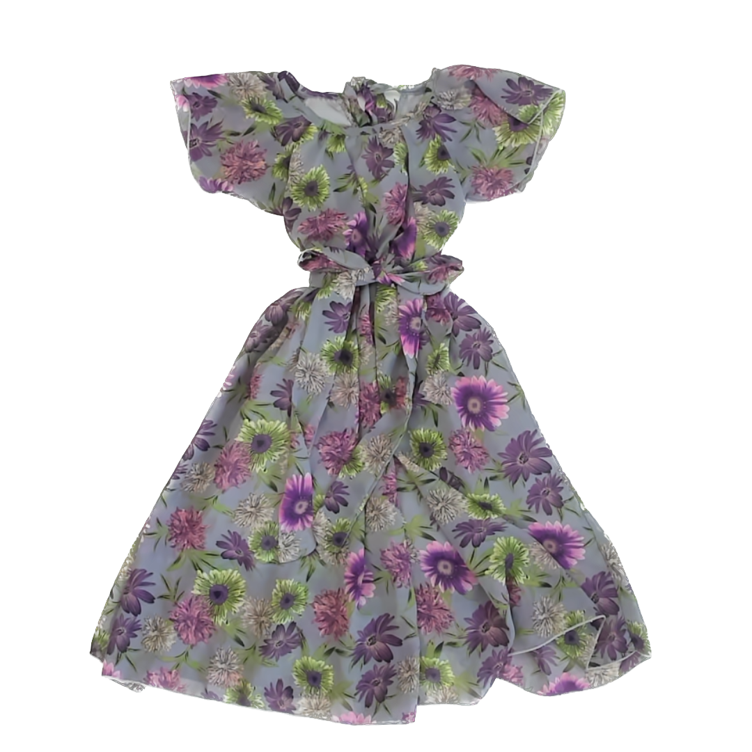 Bailey's Blossoms Girls Grey | Purple Floral Special Occasion Dress Size: 2T Grey | Purple Floral