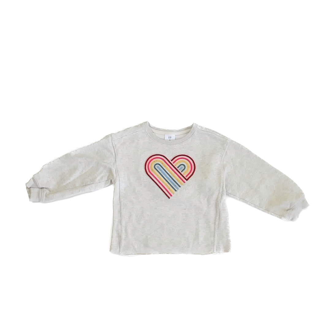 Gap Girls Grey | Rainbow Heart Sweatshirt Size: 5T Grey | Rainbow Heart