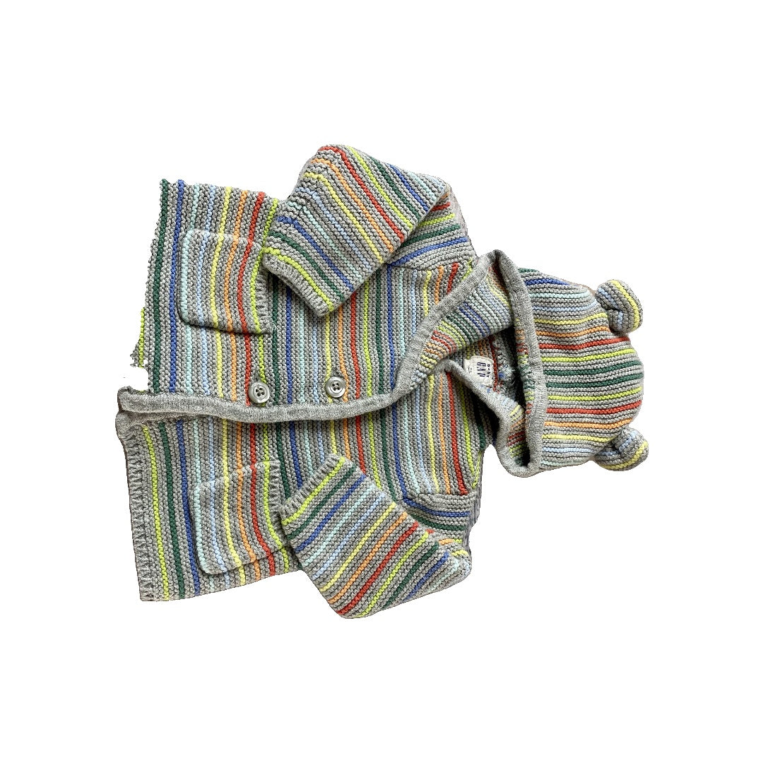 Gap Unisex Grey | Rainbow | Striped Sweater Size: 3-6 months Grey | Rainbow | Striped