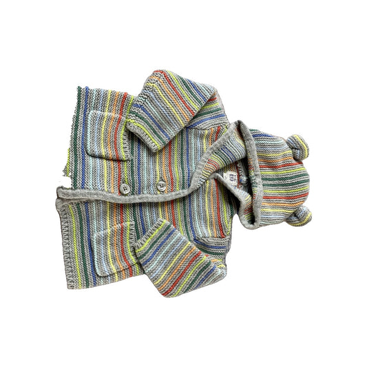Gap Unisex Grey | Rainbow | Striped Sweater Size: 3-6 months Grey | Rainbow | Striped