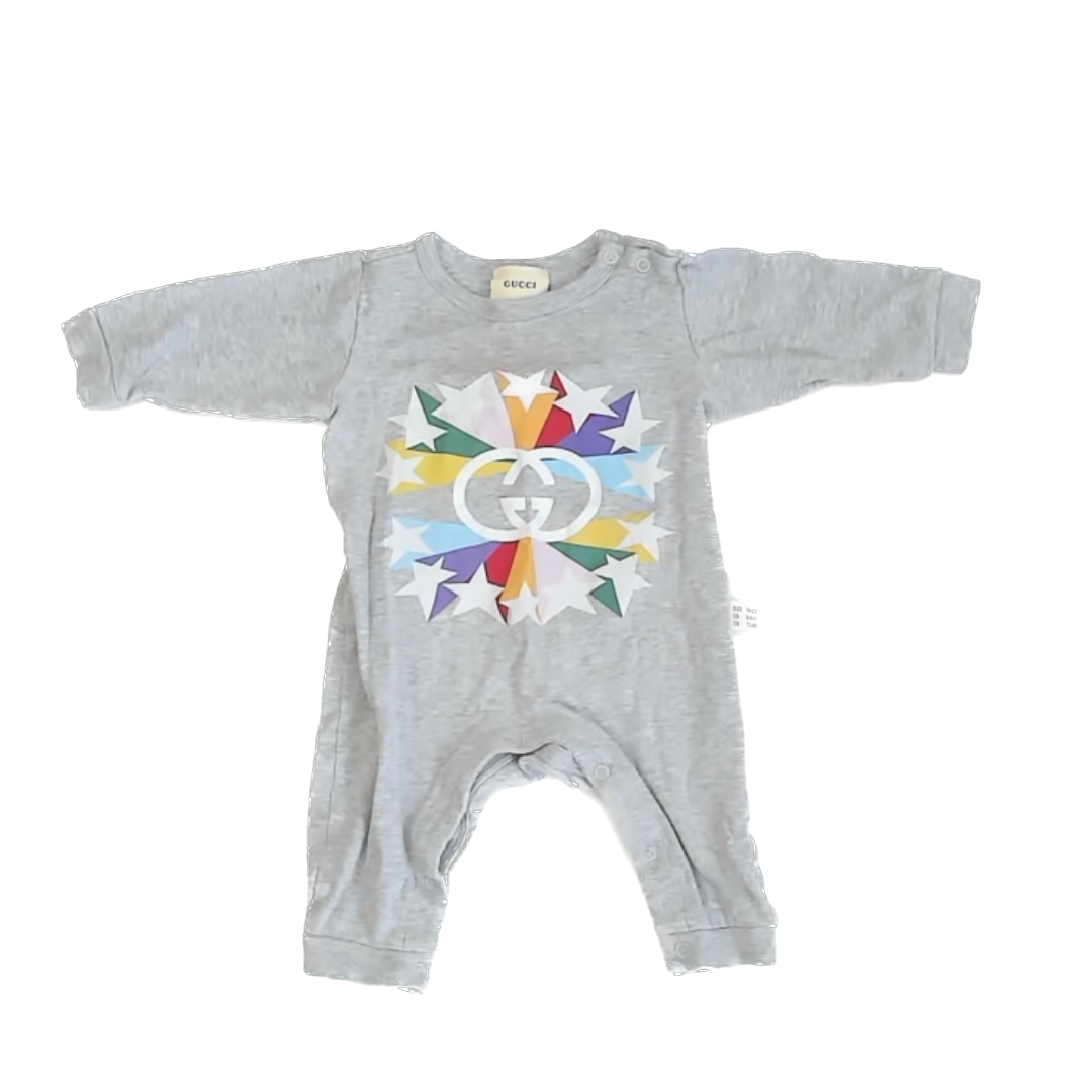 Gucci Girls Grey | Rainbow Long Sleeve Outfit Size: 6-9 Months Grey | Rainbow