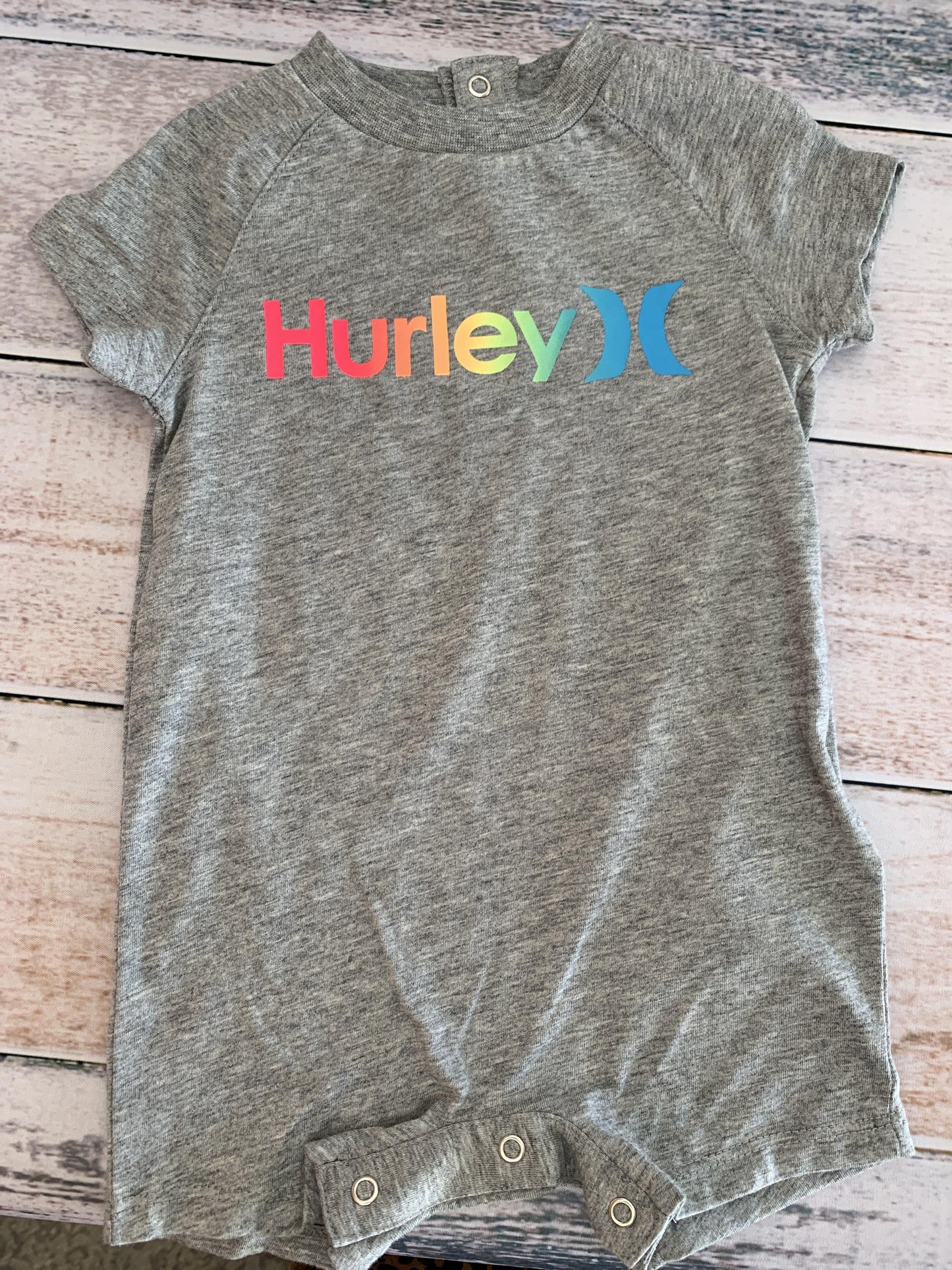 Hurley Boys Grey | Rainbow Romper Size: 6 months Grey | Rainbow