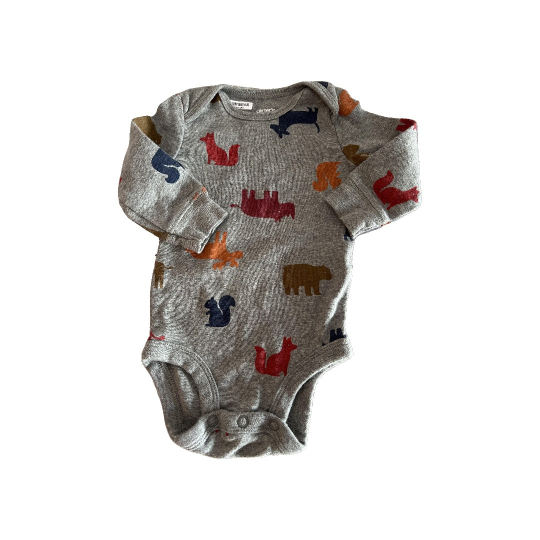 Carters Unisex Grey | Red | Navy Blue Onesie Size: 3 months Grey | Red | Navy Blue