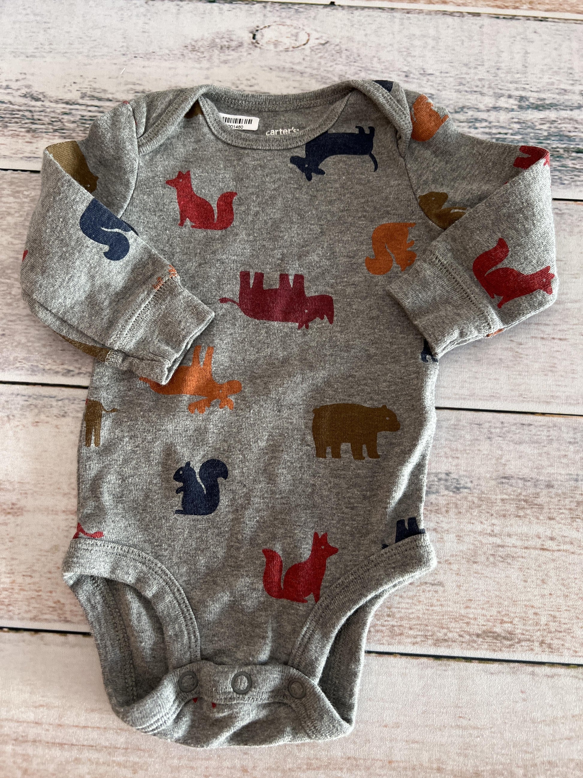 Carters Unisex Grey | Red | Navy Blue Onesie Size: 3 months Grey | Red | Navy Blue