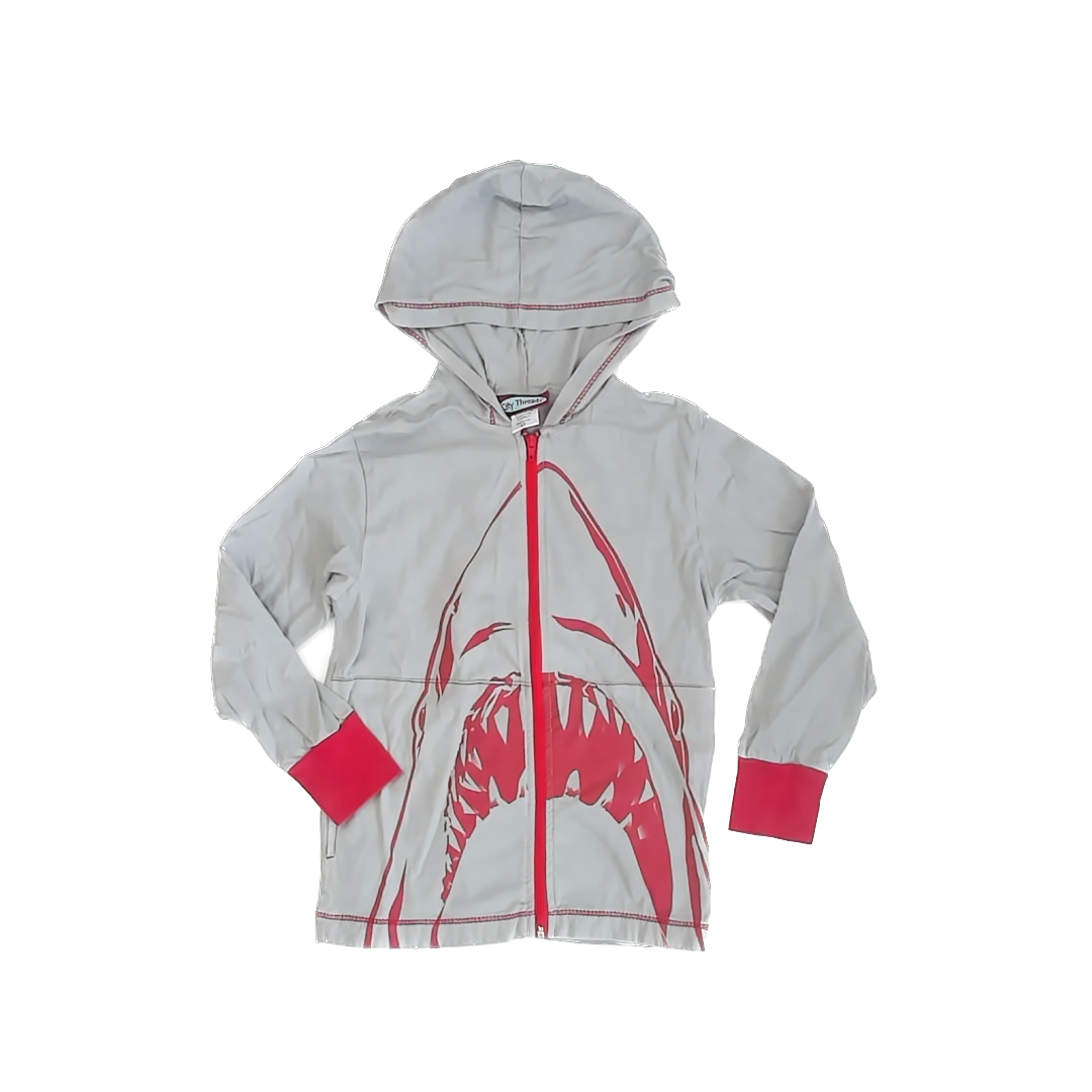 City Threads Boys Grey | Red | Shark Hoodie Size: 4T Grey | Red | Shark