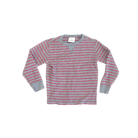Hanna Andersson Boys Grey | Red Striped Long Sleeve Shirt Size: 5T Grey | Red Striped