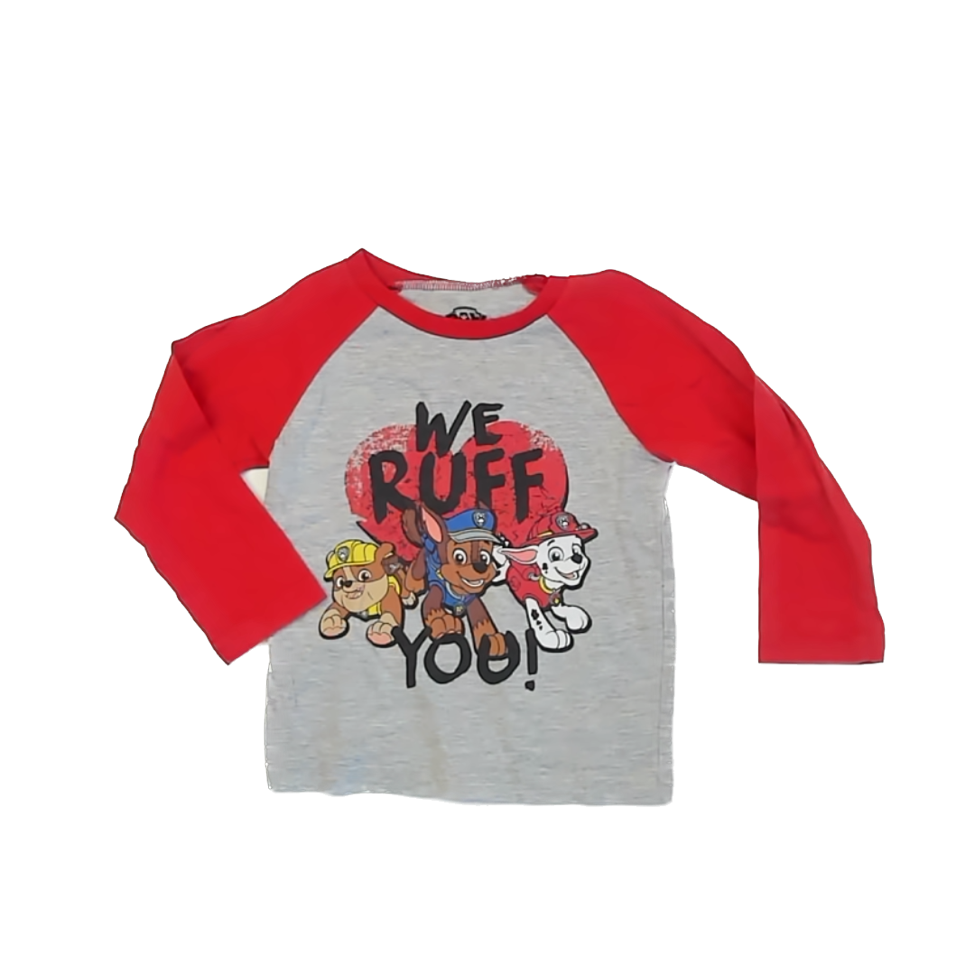 Paw Patrol Boys Grey | Red Long Sleeve T-Shirt Size: 3T Grey | Red