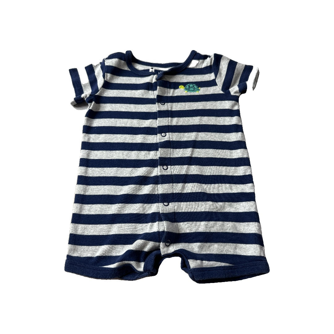 Carters Boys Grey | Royal Blue | Stripe Romper Size: 6-9 months Grey | Royal Blue | Stripe