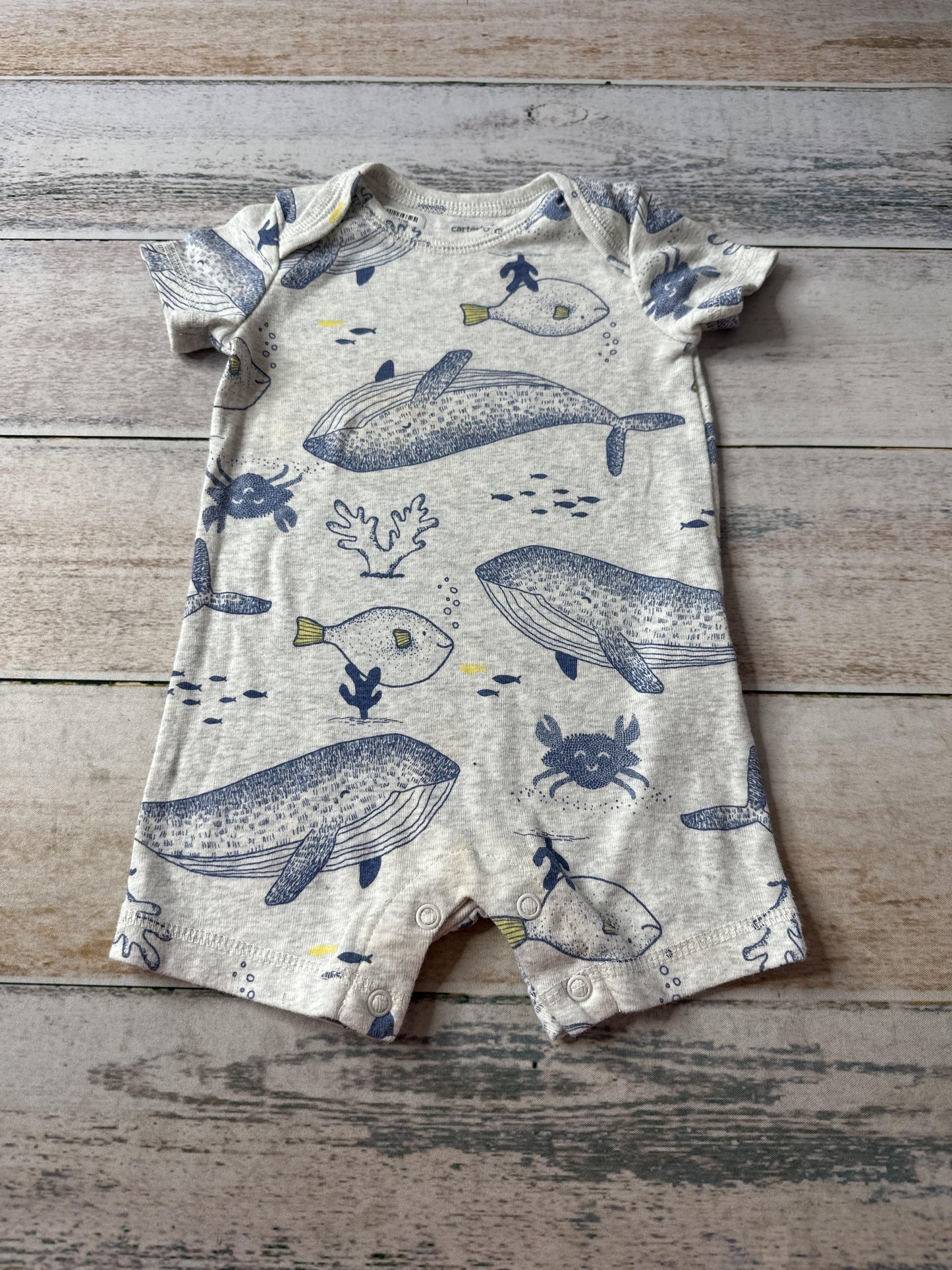 Carters Boys Grey | Sea Animals Romper Size: 6 months Grey | Sea Animals