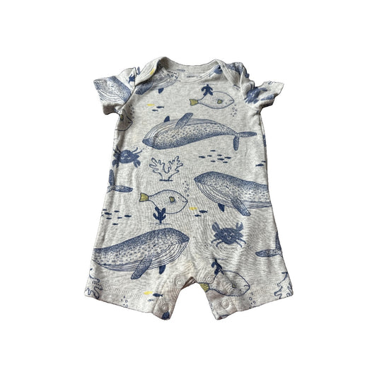 Carters Boys Grey | Sea Animals Romper Size: 6 months Grey | Sea Animals