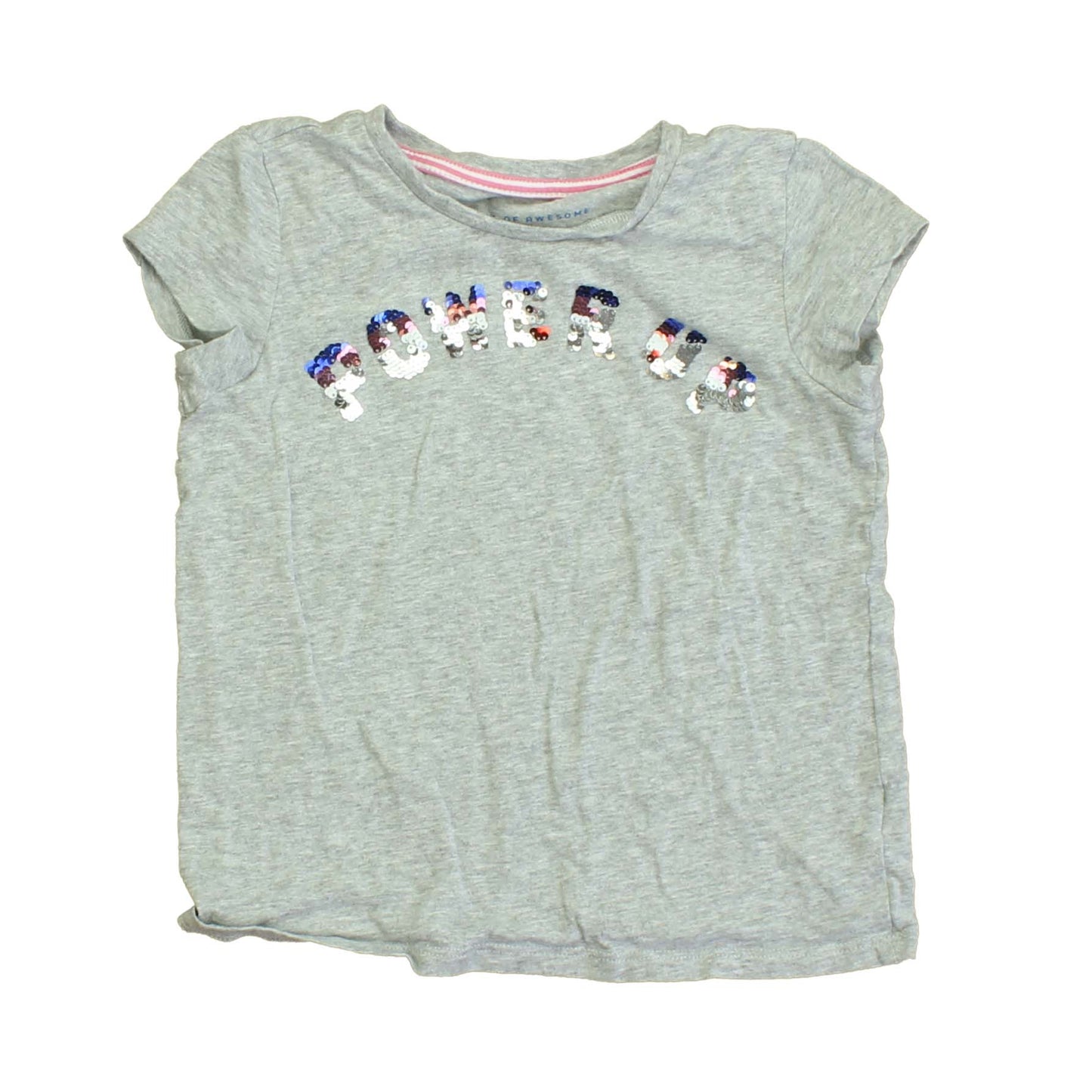 Rockets Of Awesome Girls Grey | Sequins | Power Up T-Shirt Size: Little Girl Grey | Sequins | Power Up