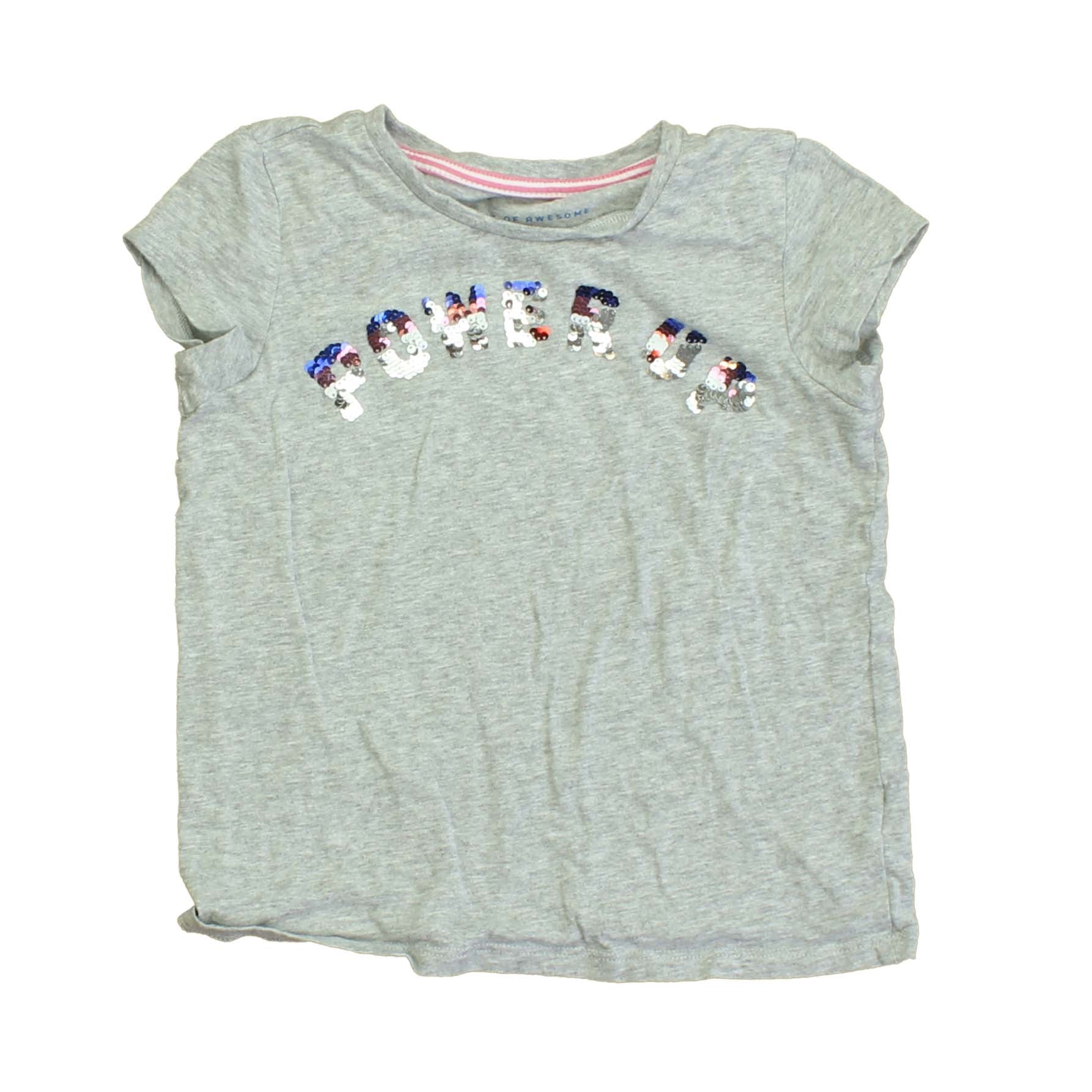 Rockets Of Awesome Girls Grey | Sequins | Power Up T-Shirt Size: Little Girl Grey | Sequins | Power Up
