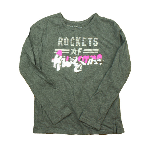 Rockets Of Awesome Girls Grey | Silver | Pink | Sequins Long Sleeve T-Shirt Size: 8 Years