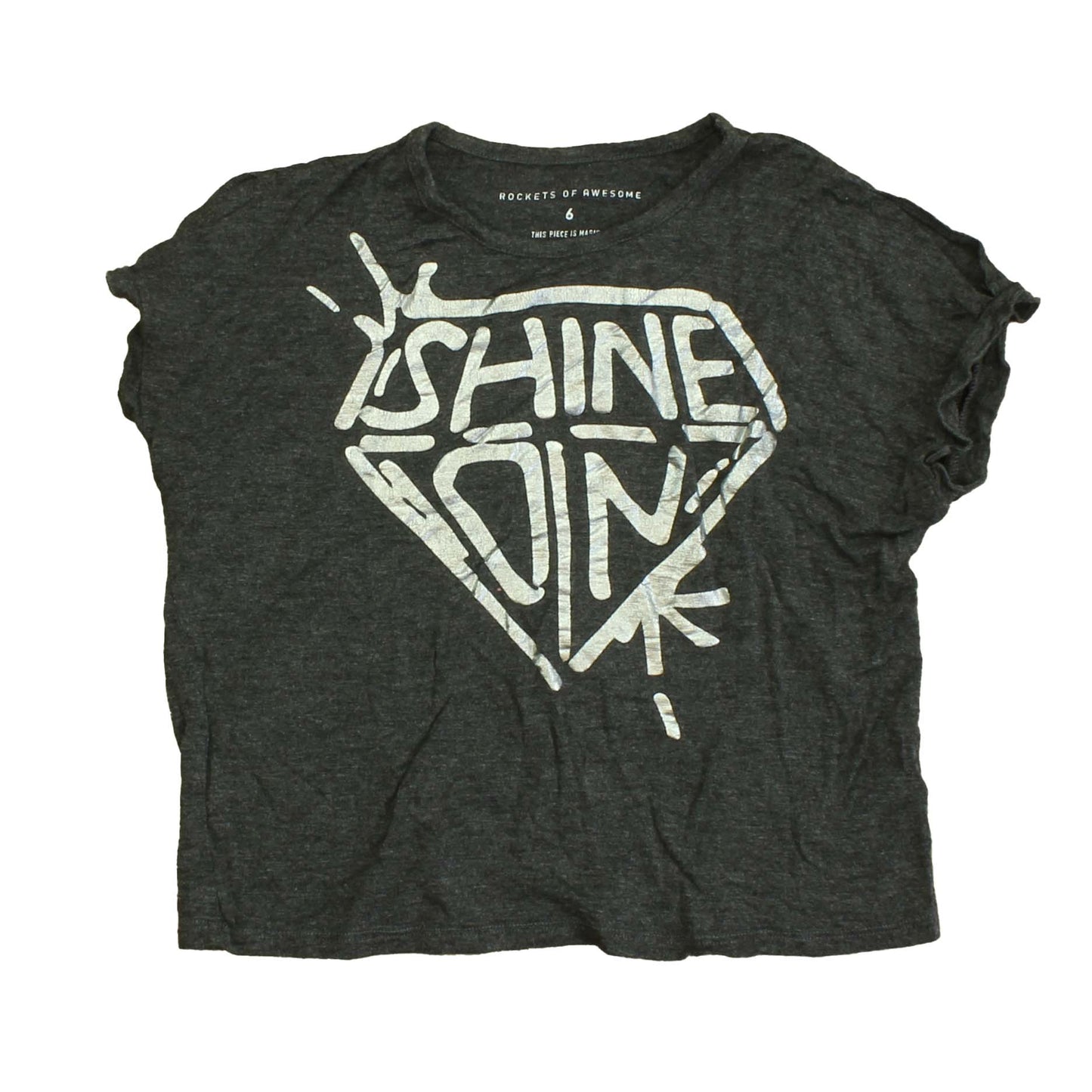 Rockets Of Awesome Girls Grey | Silver | Shine On T-Shirt Size: 6 Years