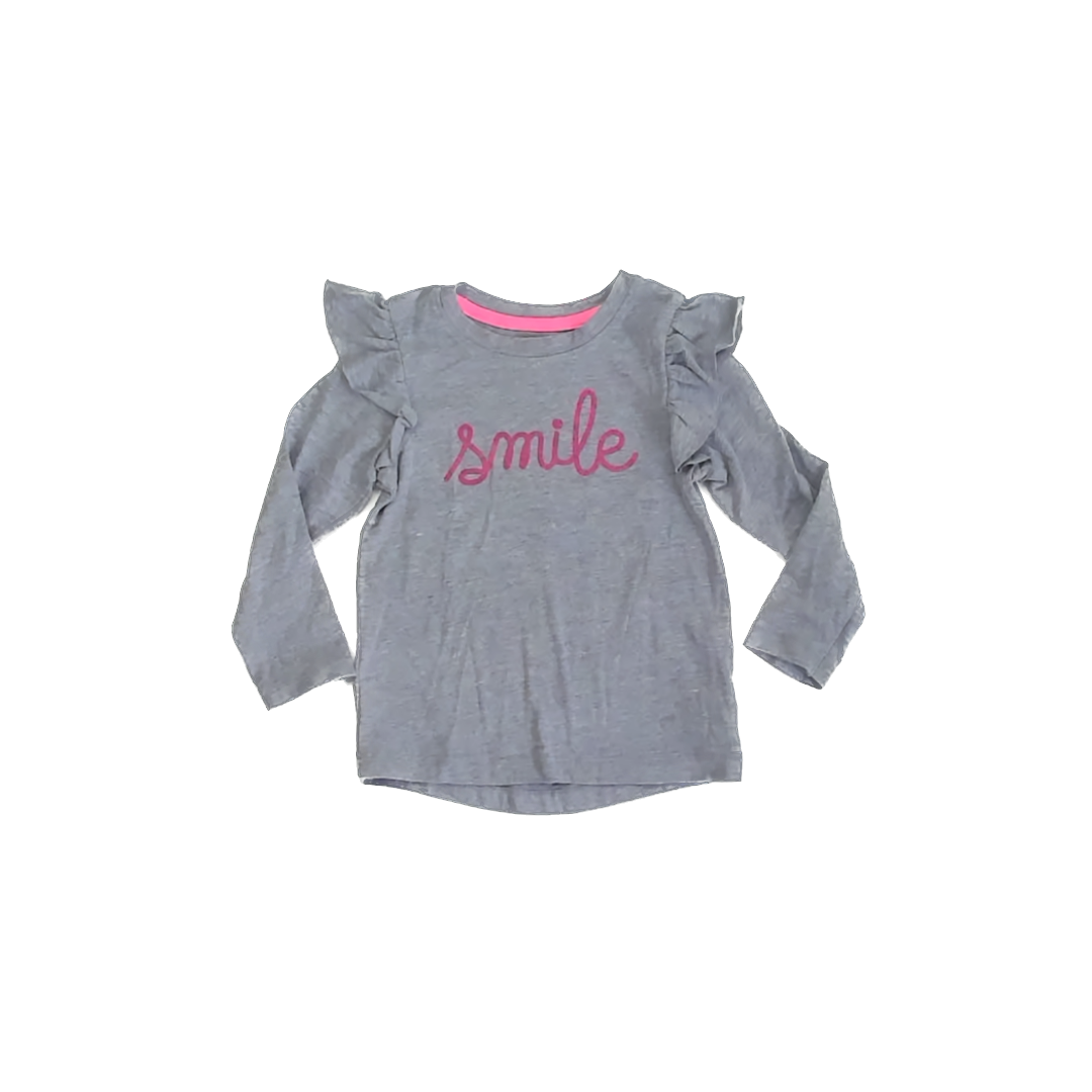 Cat & Jack Girls Grey "Smile" Long Sleeve T-Shirt Size: 3T Grey "Smile"