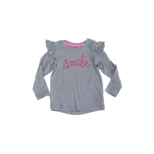 Cat & Jack Girls Grey "Smile" Long Sleeve T-Shirt Size: 3T Grey "Smile"
