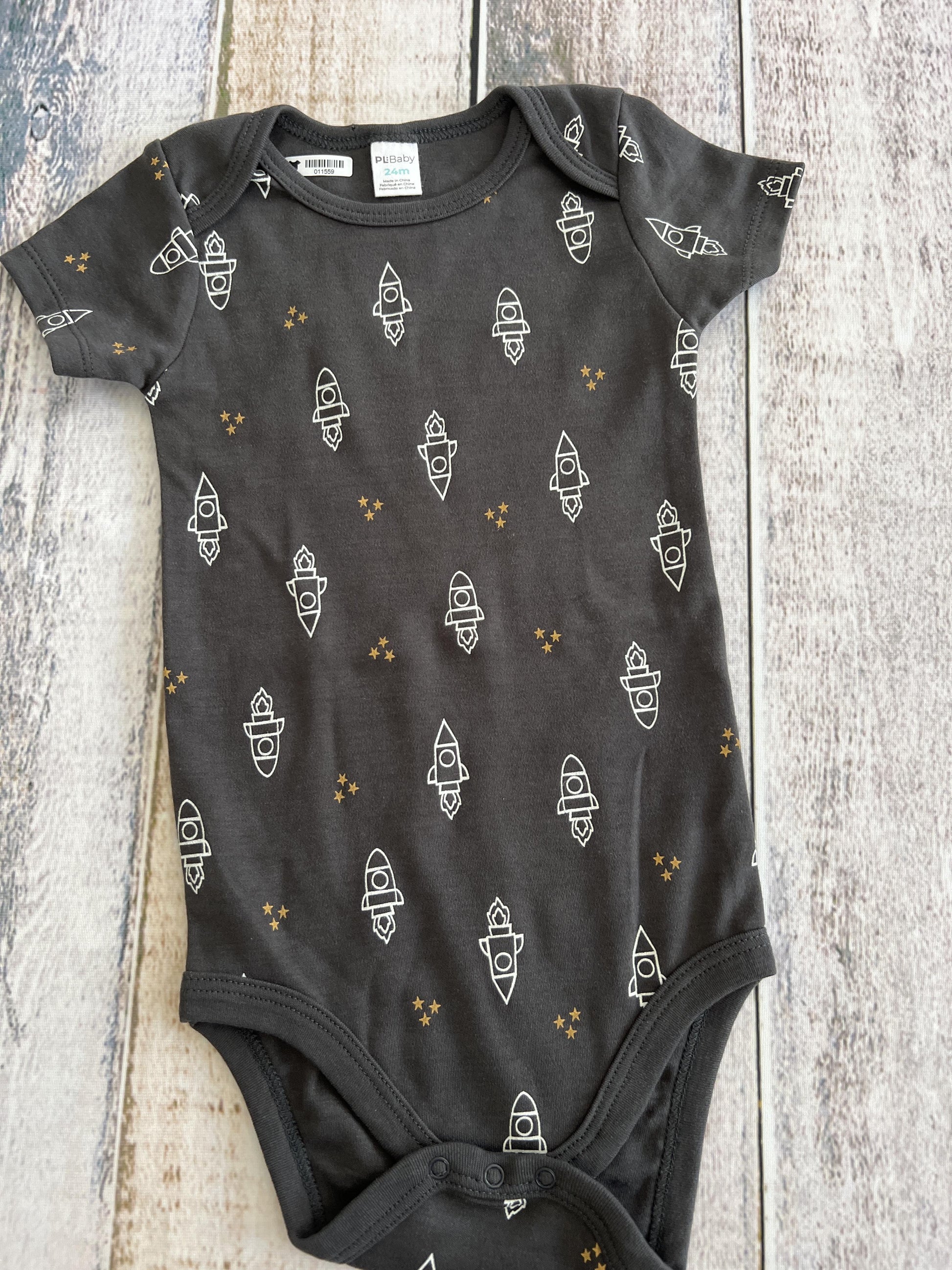 PL Baby Unisex Grey | Space Onesie Size: 24 months Grey | Space