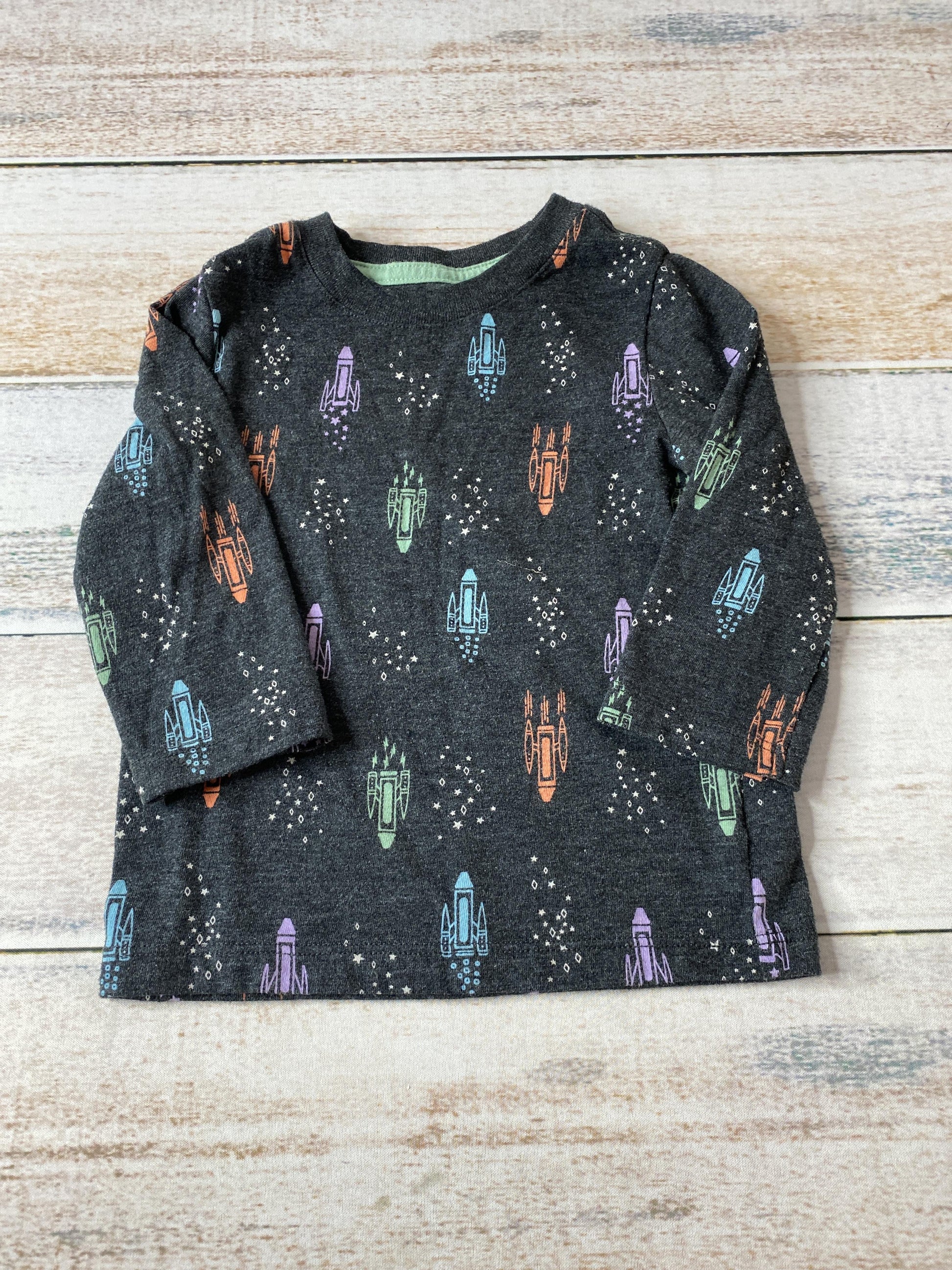 Cat & Jack Boys Grey | Space Long Sleeve T-Shirt Size: 12M Grey | Space