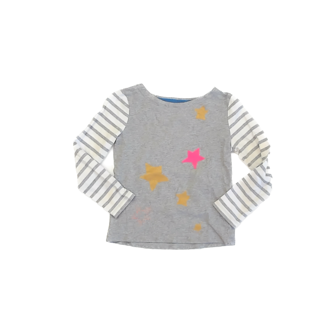 Boden Girls Grey Stars Long Sleeve T-Shirt Size: 5-6 Years Grey Stars