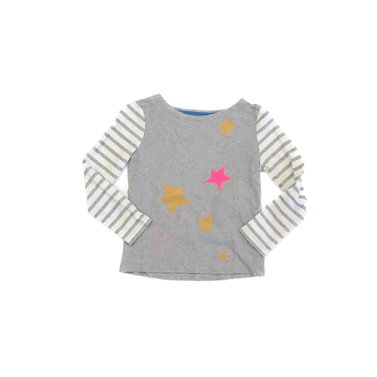 Boden Girls Grey Stars Long Sleeve T-Shirt Size: 5-6 Years Grey Stars