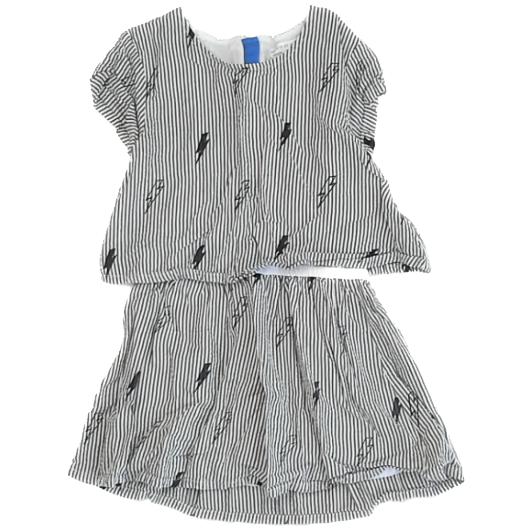 Rockets Of Awesome Girls Grey Stripe | Lightening Dress Size: 4T Grey Stripe | Lightening