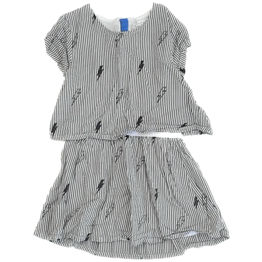 Rockets Of Awesome Girls Grey Stripe | Lightening Dress Size: 4T Grey Stripe | Lightening