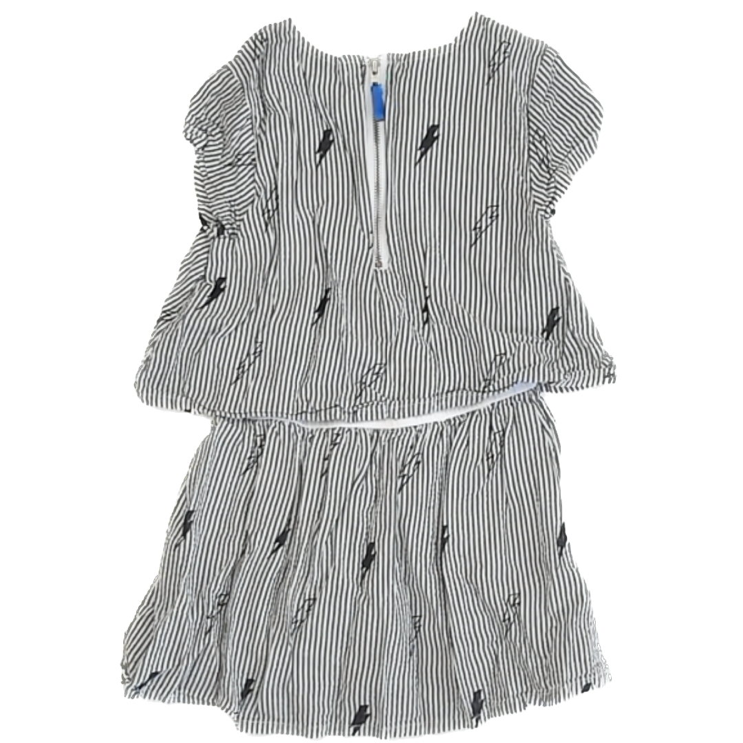 Rockets Of Awesome Girls Grey Stripe | Lightening Dress Size: 4T Grey Stripe | Lightening