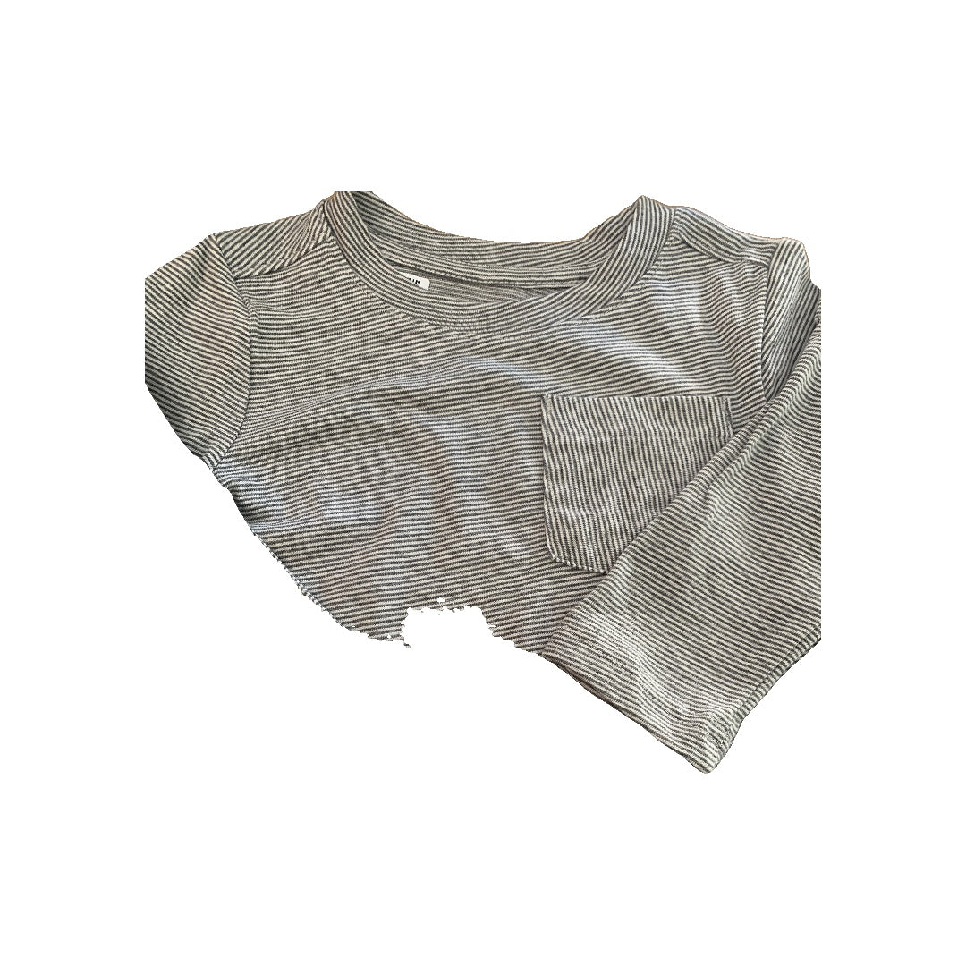 Cat & Jack Boys Grey | Stripe | Wool White Long Sleeve T-Shirt Size: 12M Grey | Stripe | Wool White