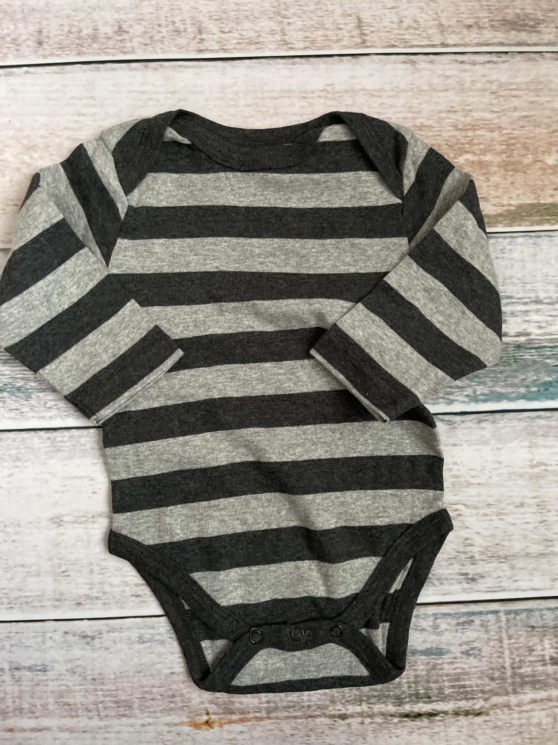 Leveret Boys Grey | Stripe Onesie Size: 3-6 months Grey | Stripe