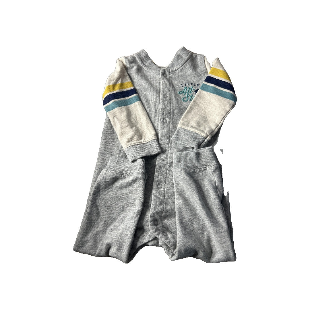 Carters Boys Grey | Striped | Yellow | Blue Long Sleeve Outfit Size: 24 months Grey | Striped | Yellow | Blue