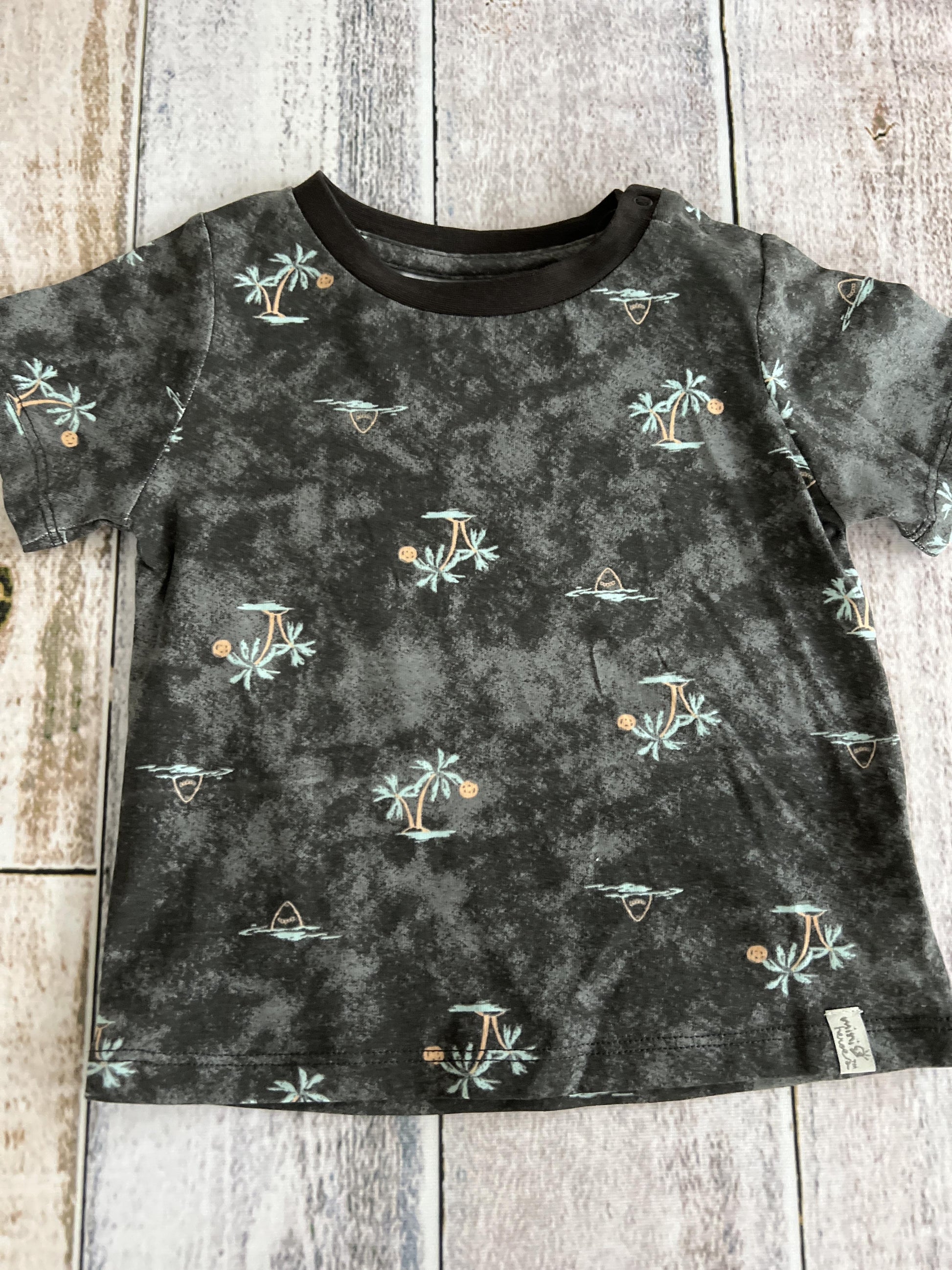 Mini Heroes Boys Grey | Teo | Tropical T-Shirt Size: 18 months Grey | Teo | Tropical