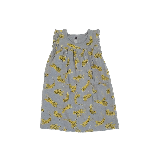 Tea Collection Girls Grey | Tiger Dress Size: 5T Grey | Tiger