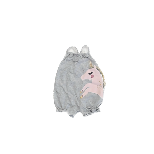 Mudpie Girls Grey Unicorn Romper Size: 9-12 Months Grey Unicorn