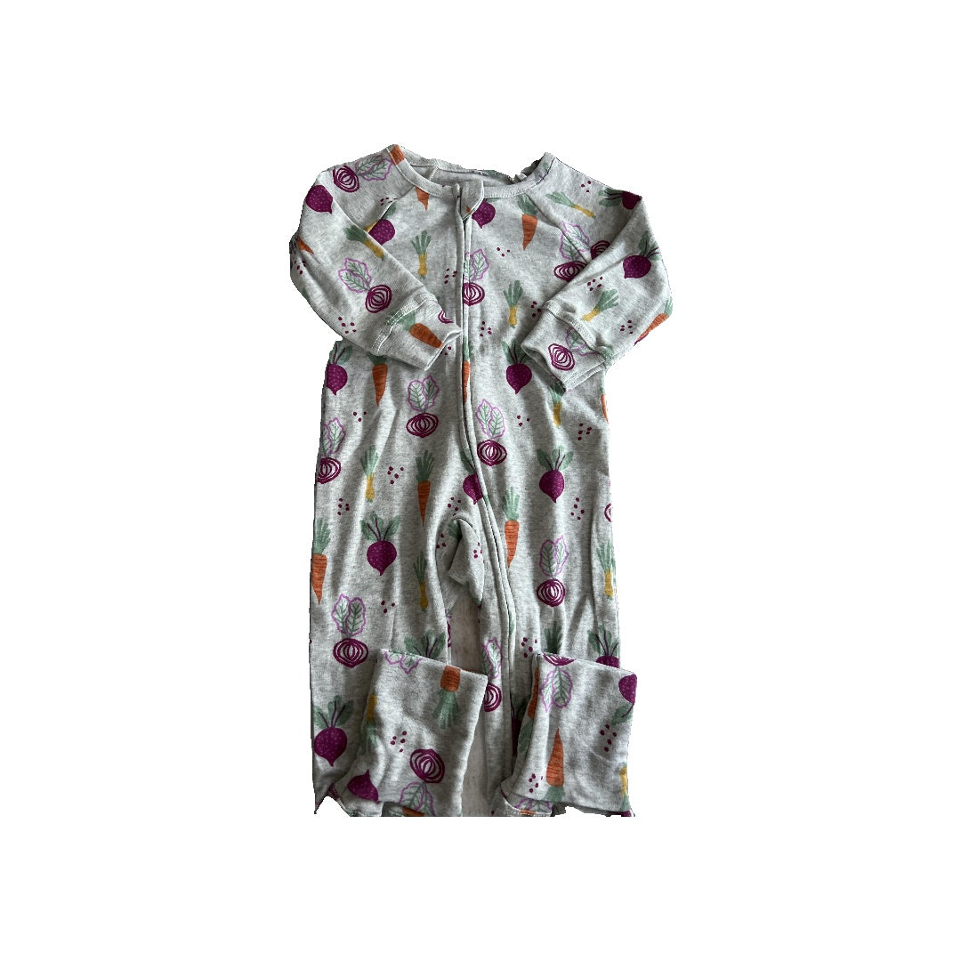 Oliver & Rain Girls Grey | Veggies Long Sleeve Outfit Size: 6 months Grey | Veggies
